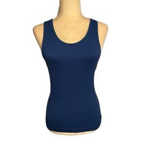 New Fashion Solid Blue Ribbed Fitted Racerback Tank Top Nylon